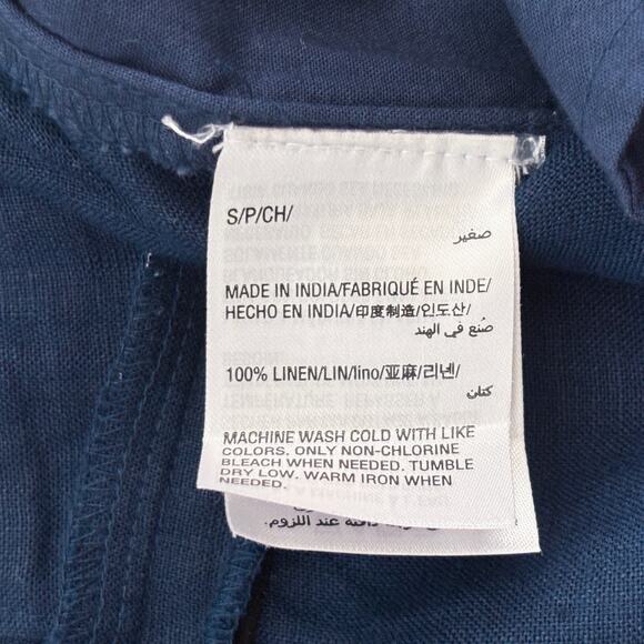 Charter Club 100% Linen Cropped Wide Leg Pants Women's S Lagenlook Resort Navy - Picture 6 of 9